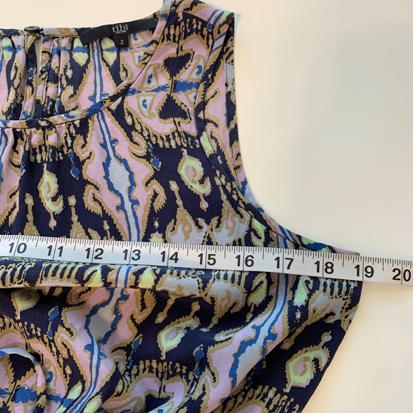 Tibi 100% Silk Sleeveless Blue Purple Casual Summer Dress Size 2 - Picture 10 of 11